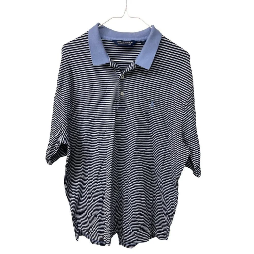 Polo Ralph Lauren Golf Polo Pima Cotton Stripes Collared Casual Men’s Size L